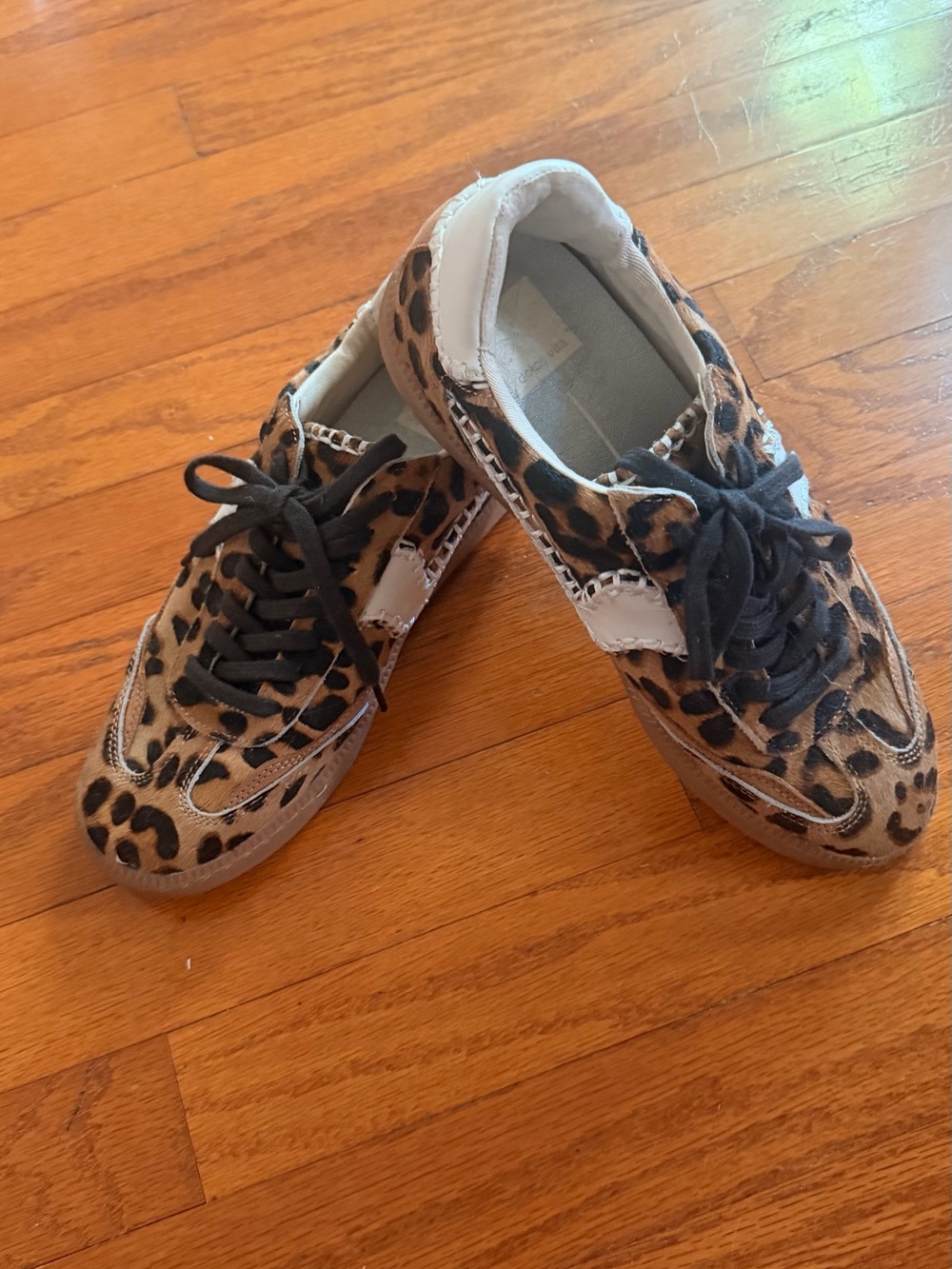 Dolce Vita Leopard Print Low-Top Sneakers in Brown and Black
